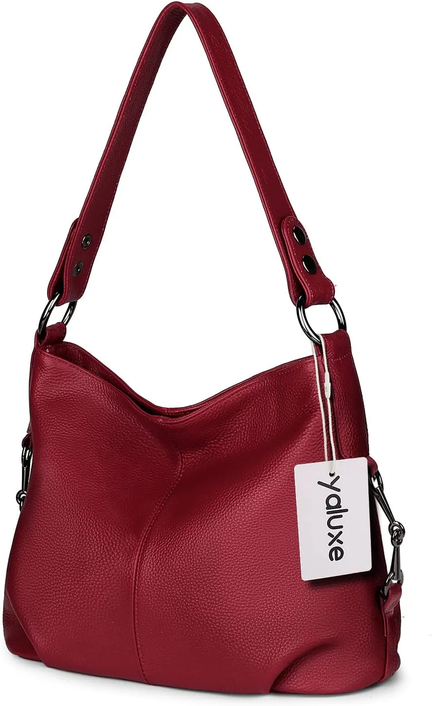 YALUXE Genuine Leather Shoulder Bags Stylish Hobo Handbags Purses Crossbody Bags for Women