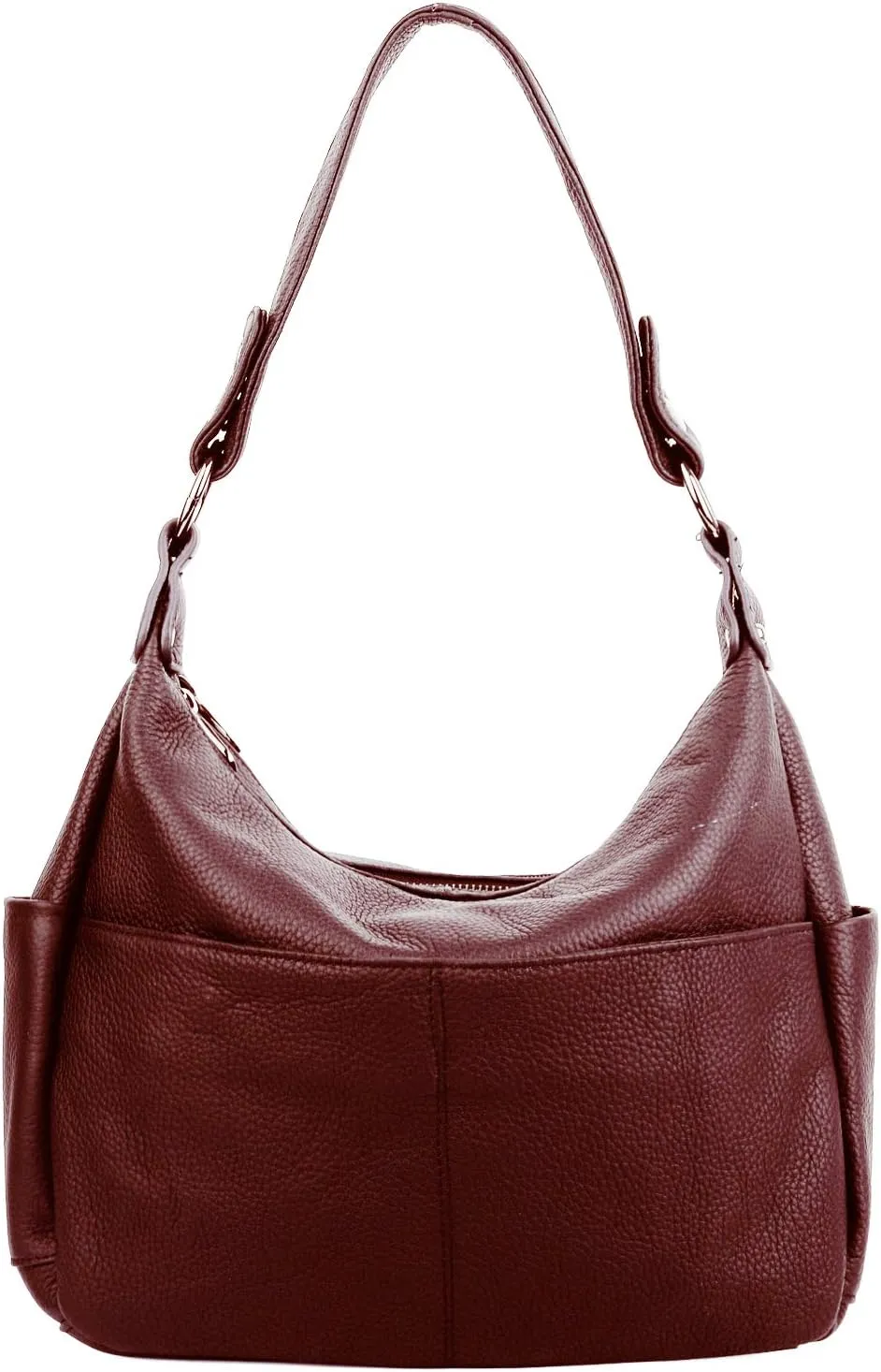 YALUXE Women's Genuine Leather Shoulder Bags Hobo Handbags Purses with Double Zipper Pockets and Crossbody Strap