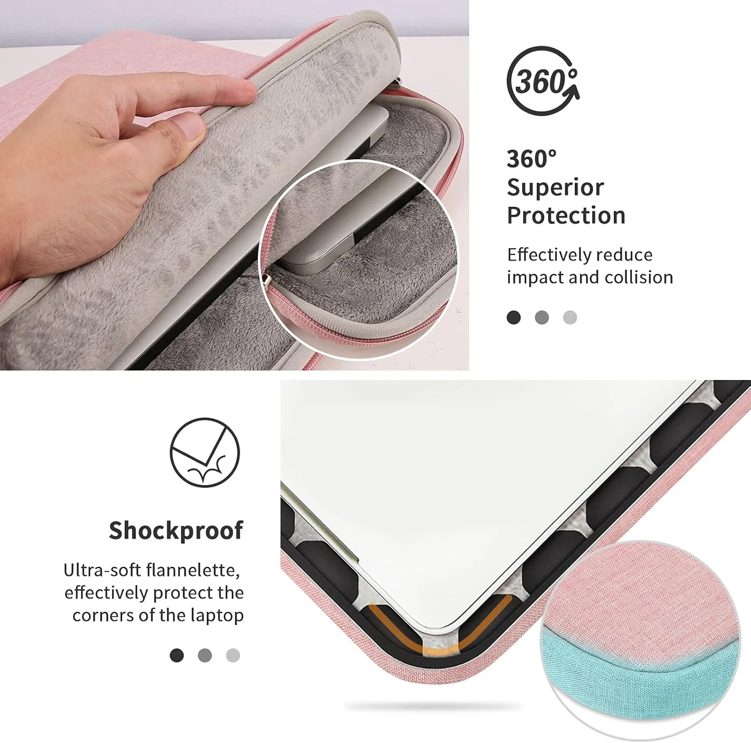 YXLILI Laptop Case, Protective Computer Sleeve with Handle Soft Lining Padded Laptop Bag for 13-13.3-Inch MacBook Pro Air, Compatible with Acer ASUS HP Lenovo Dell Chromebook (14-Inches, Pink)
