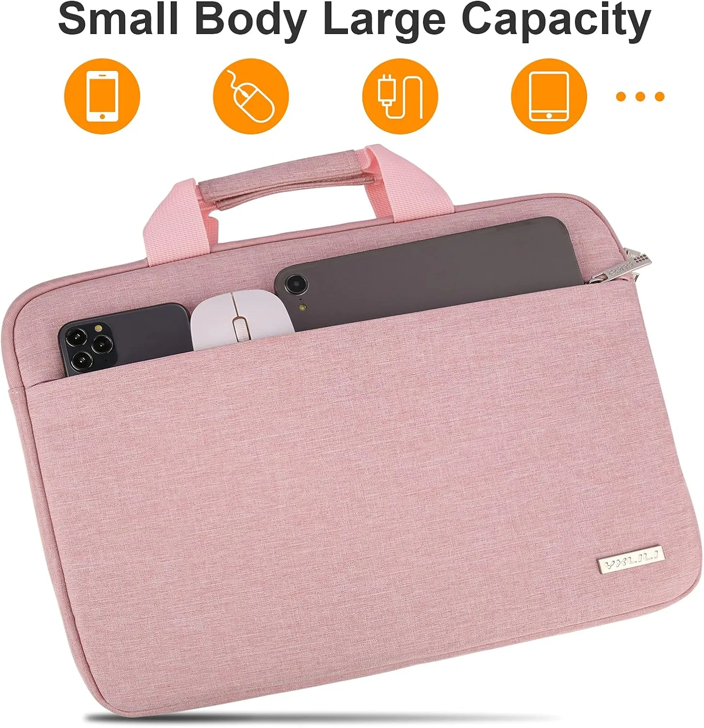 YXLILI Laptop Case, Protective Computer Sleeve with Handle Soft Lining Padded Laptop Bag for 13-13.3-Inch MacBook Pro Air, Compatible with Acer ASUS HP Lenovo Dell Chromebook (14-Inches, Pink)