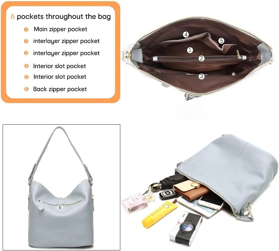 Zecny Genuine Leather Shoulder Bag for Women Metal Tassel