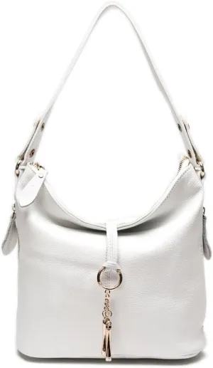 Zecny Genuine Leather Shoulder Bag for Women Metal Tassel