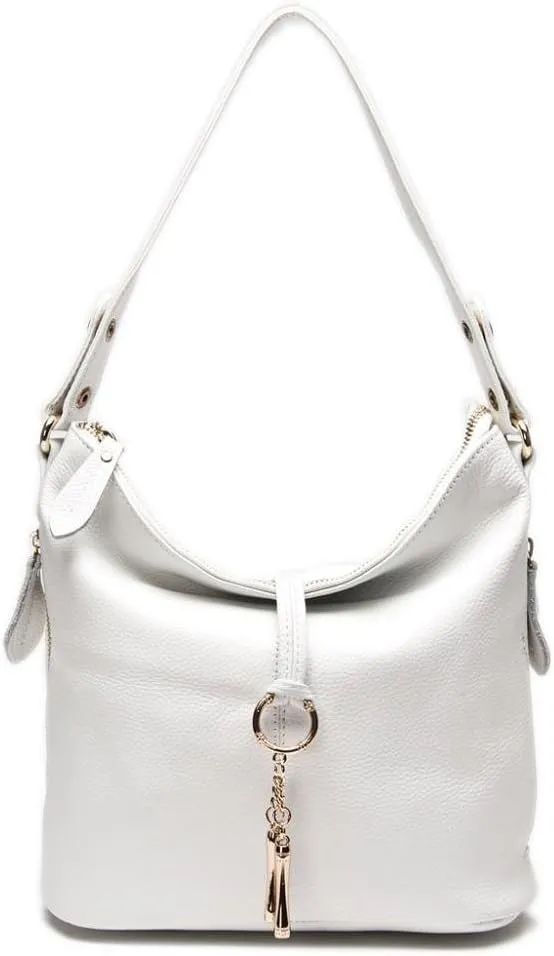 Zecny Genuine Leather Shoulder Bag for Women Metal Tassel