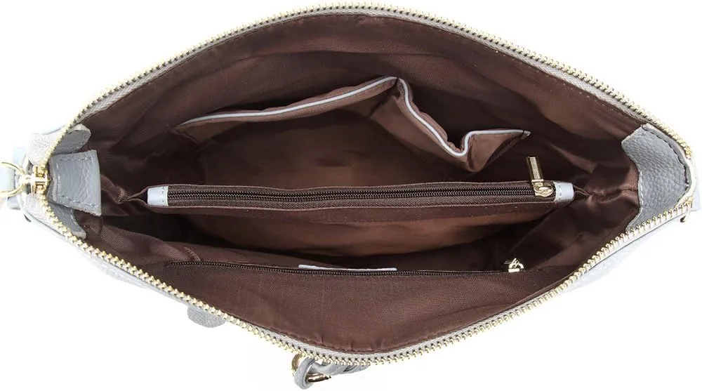 Zecny Genuine Leather Shoulder Bag for Women Metal Tassel
