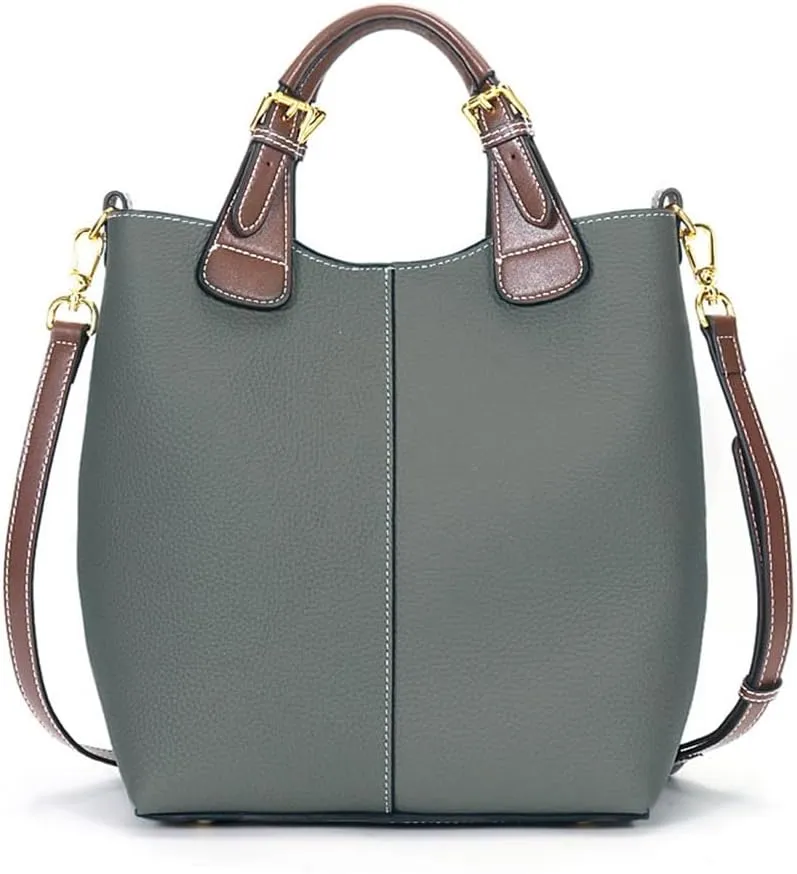 zency Leather Bucket Tote Bag For Women Medium Hobo Shoulder Handbags And Purse