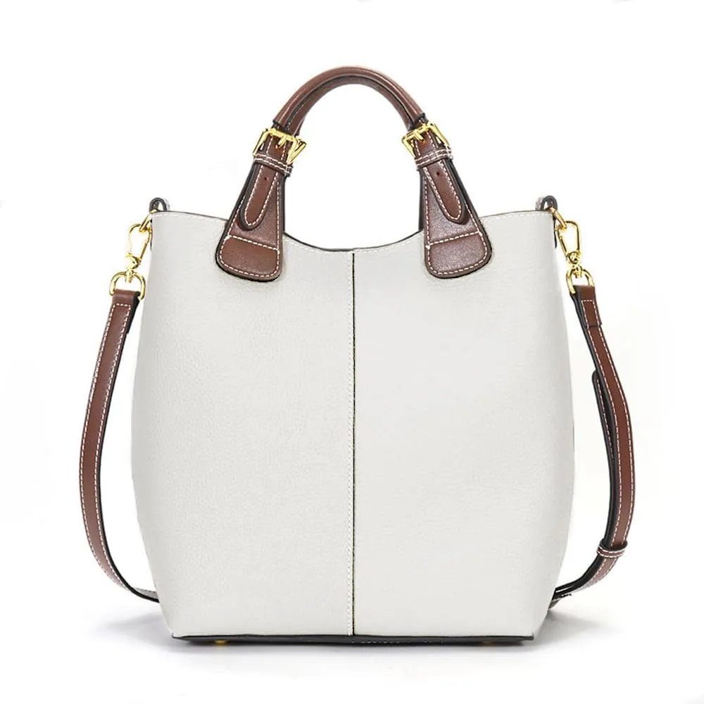 zency Leather Bucket Tote Bag For Women Medium Hobo Shoulder Handbags And Purse