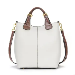 zency Leather Bucket Tote Bag For Women Medium Hobo Shoulder Handbags And Purse