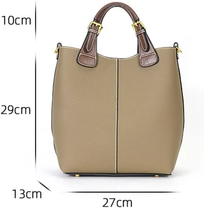 zency Leather Bucket Tote Bag For Women Medium Hobo Shoulder Handbags And Purse