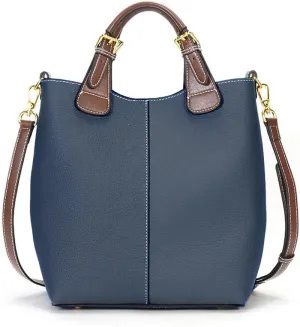 zency Leather Bucket Tote Bag For Women Medium Hobo Shoulder Handbags And Purse