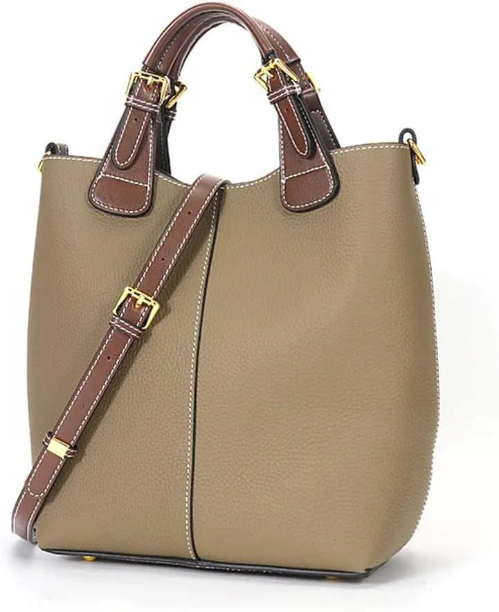zency Leather Bucket Tote Bag For Women Medium Hobo Shoulder Handbags And Purse
