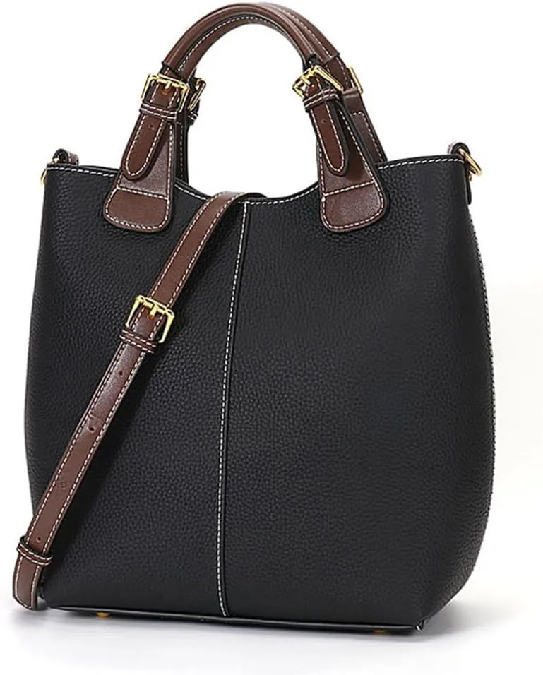 zency Leather Bucket Tote Bag For Women Medium Hobo Shoulder Handbags And Purse