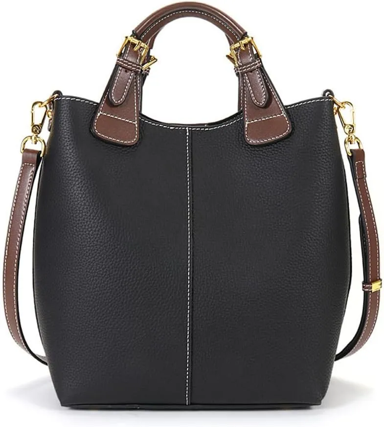 zency Leather Bucket Tote Bag For Women Medium Hobo Shoulder Handbags And Purse
