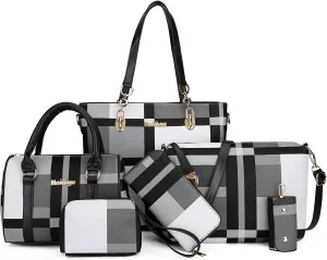 ZiMing 6-Pcs Women's Handbag Set: Shoulder, Tote, Satchel, Crossbody, Top-Handle, Boston & Messenger Bags