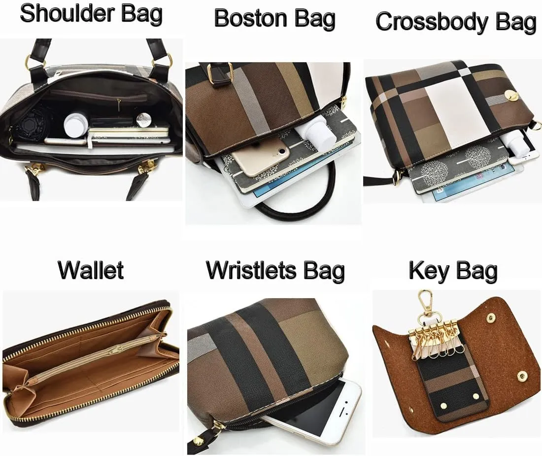 ZiMing 6-Pcs Women's Handbag Set: Shoulder, Tote, Satchel, Crossbody, Top-Handle, Boston & Messenger Bags
