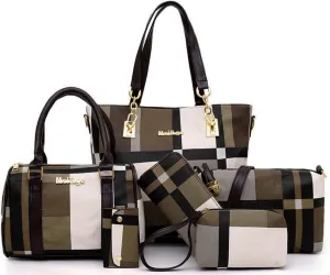 ZiMing 6-Pcs Women's Handbag Set: Shoulder, Tote, Satchel, Crossbody, Top-Handle, Boston & Messenger Bags