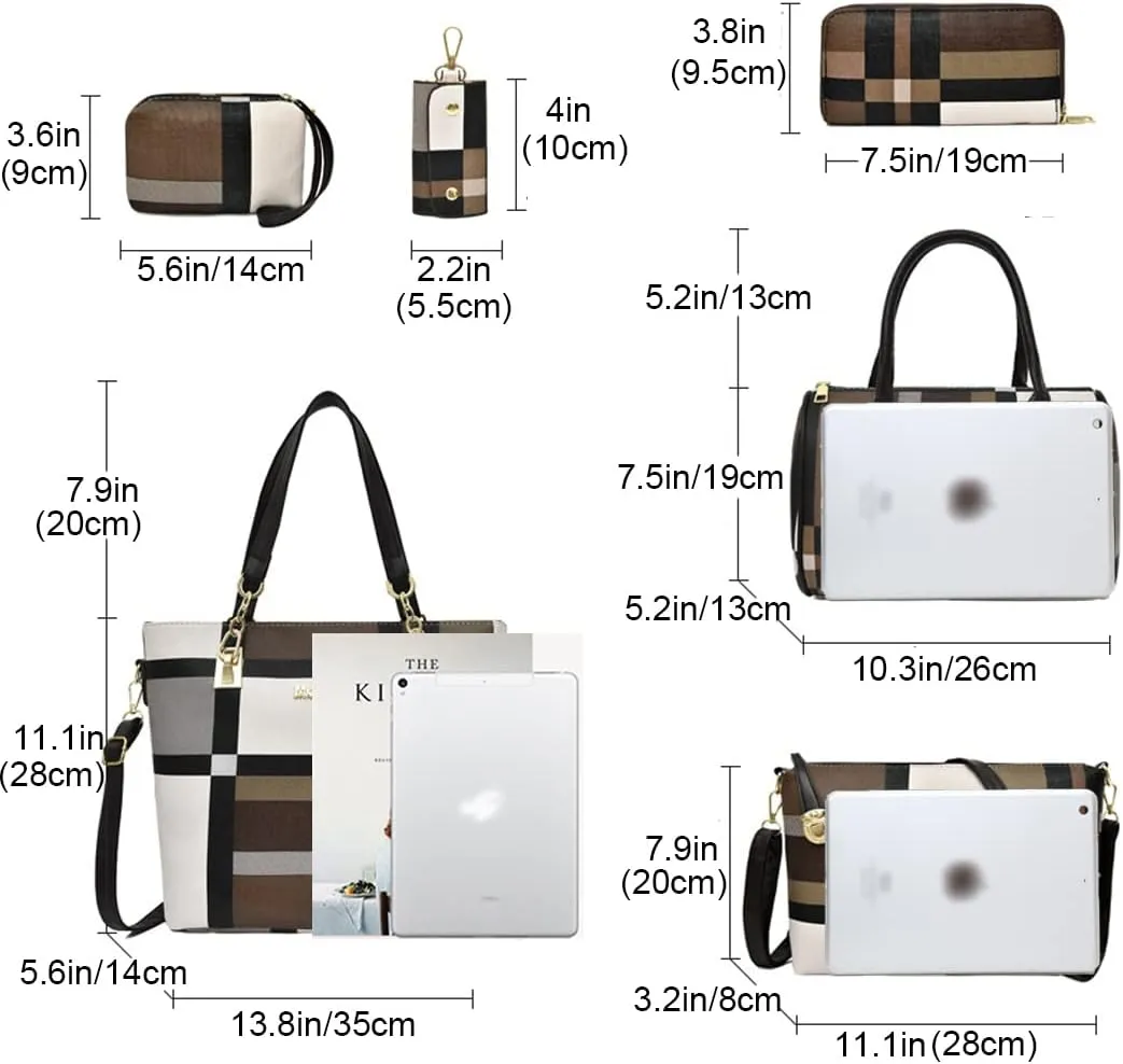 ZiMing 6-Pcs Women's Handbag Set: Shoulder, Tote, Satchel, Crossbody, Top-Handle, Boston & Messenger Bags