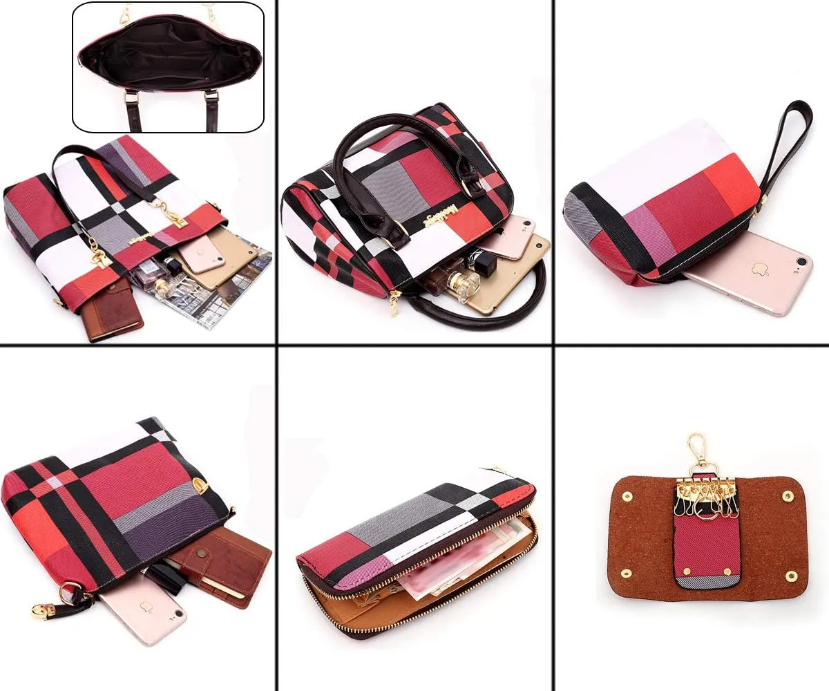 ZiMing 6-Pcs Women's Handbag Set: Shoulder, Tote, Satchel, Crossbody, Top-Handle, Boston & Messenger Bags