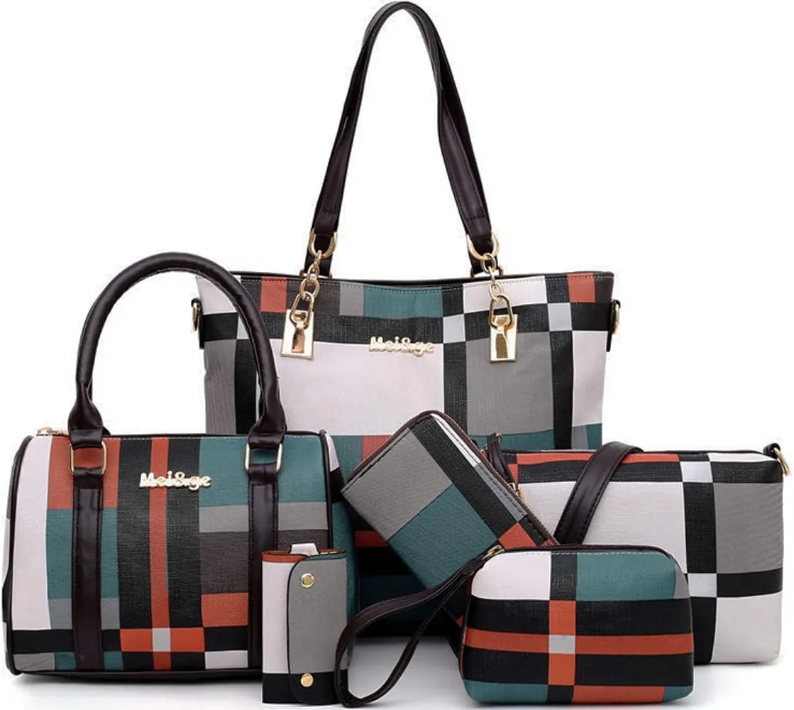 ZiMing 6-Pcs Women's Handbag Set: Shoulder, Tote, Satchel, Crossbody, Top-Handle, Boston & Messenger Bags