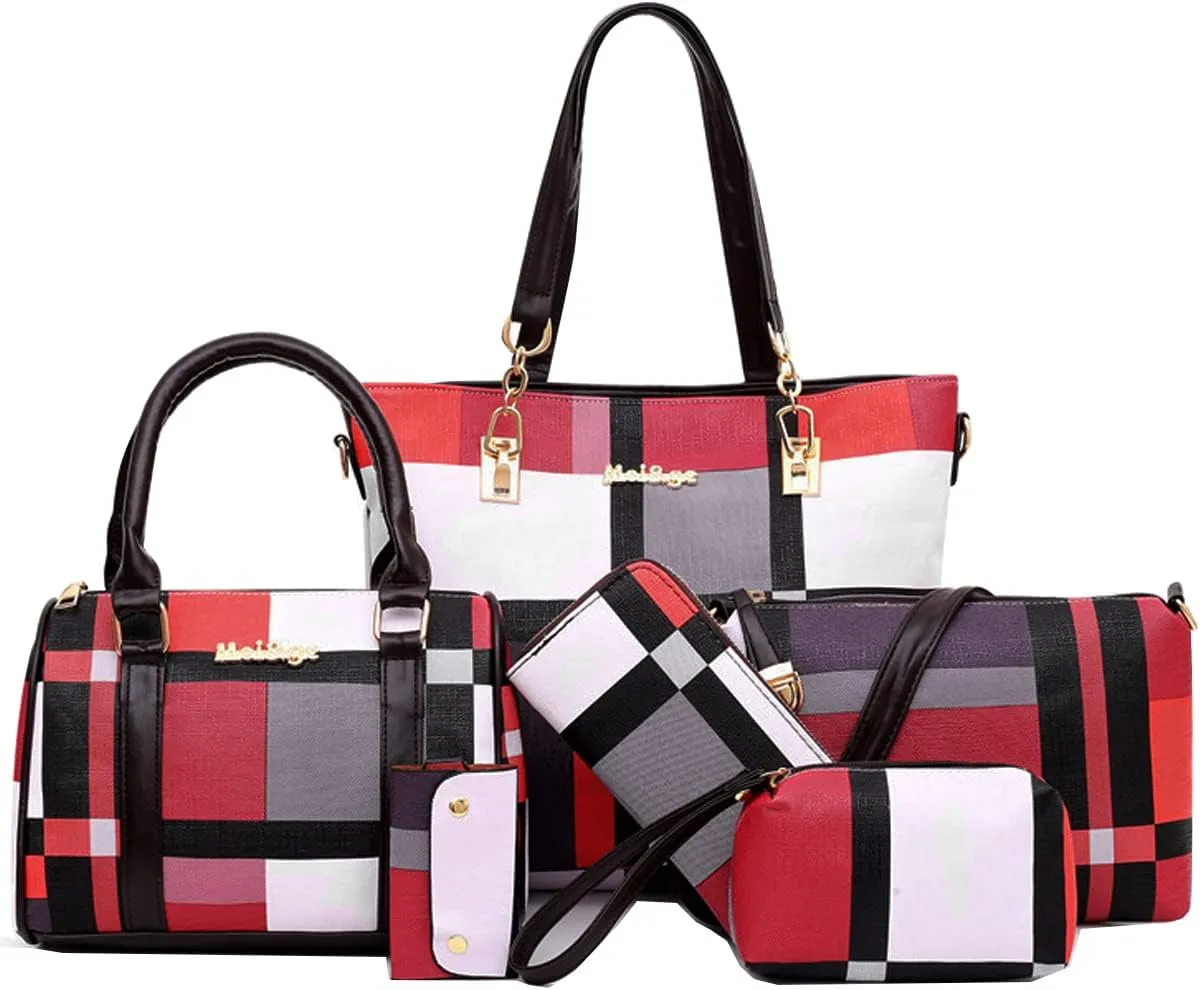 ZiMing 6-Pcs Women's Handbag Set: Shoulder, Tote, Satchel, Crossbody, Top-Handle, Boston & Messenger Bags