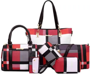 ZiMing 6-Pcs Women's Handbag Set: Shoulder, Tote, Satchel, Crossbody, Top-Handle, Boston & Messenger Bags