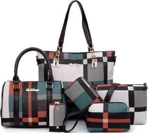 ZiMing 6-Pcs Women's Handbag Set: Shoulder, Tote, Satchel, Crossbody, Top-Handle, Boston & Messenger Bags