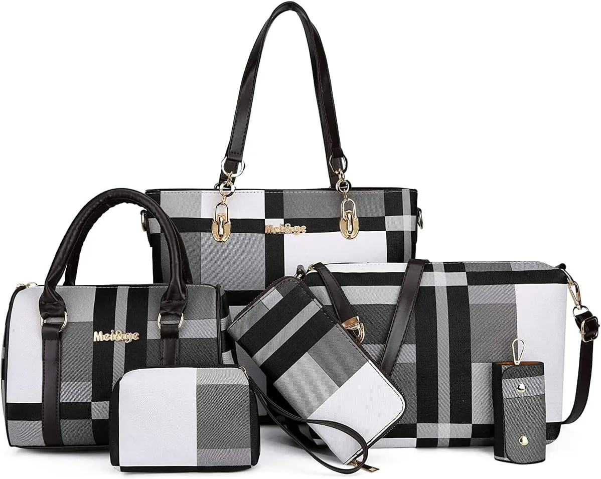 ZiMing 6-Pcs Women's Handbag Set: Shoulder, Tote, Satchel, Crossbody, Top-Handle, Boston & Messenger Bags