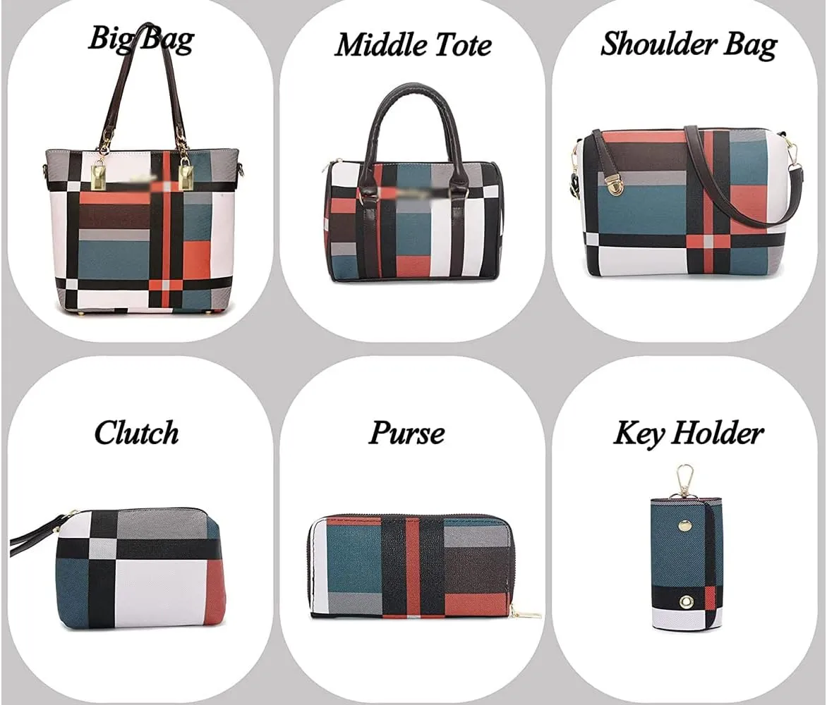 ZiMing 6-Pcs Women's Handbag Set: Shoulder, Tote, Satchel, Crossbody, Top-Handle, Boston & Messenger Bags