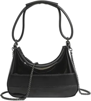 ZiMing Glossy Patent Leather Handbags for Women Vintage Hobo Bag Single Shoulder Bag Chain Satchel Small Purse Crossbody Bag