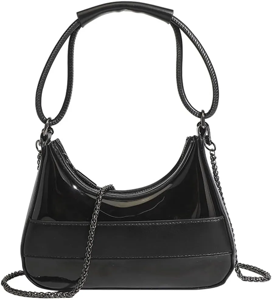 ZiMing Glossy Patent Leather Handbags for Women Vintage Hobo Bag Single Shoulder Bag Chain Satchel Small Purse Crossbody Bag