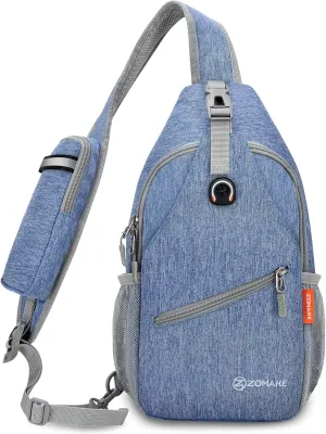 ZOMAKE Small Sling Bag, Travel Sling Backpack, Waterproof Hiking Cycling Crossbody pack for Men Women(Navy Blue)