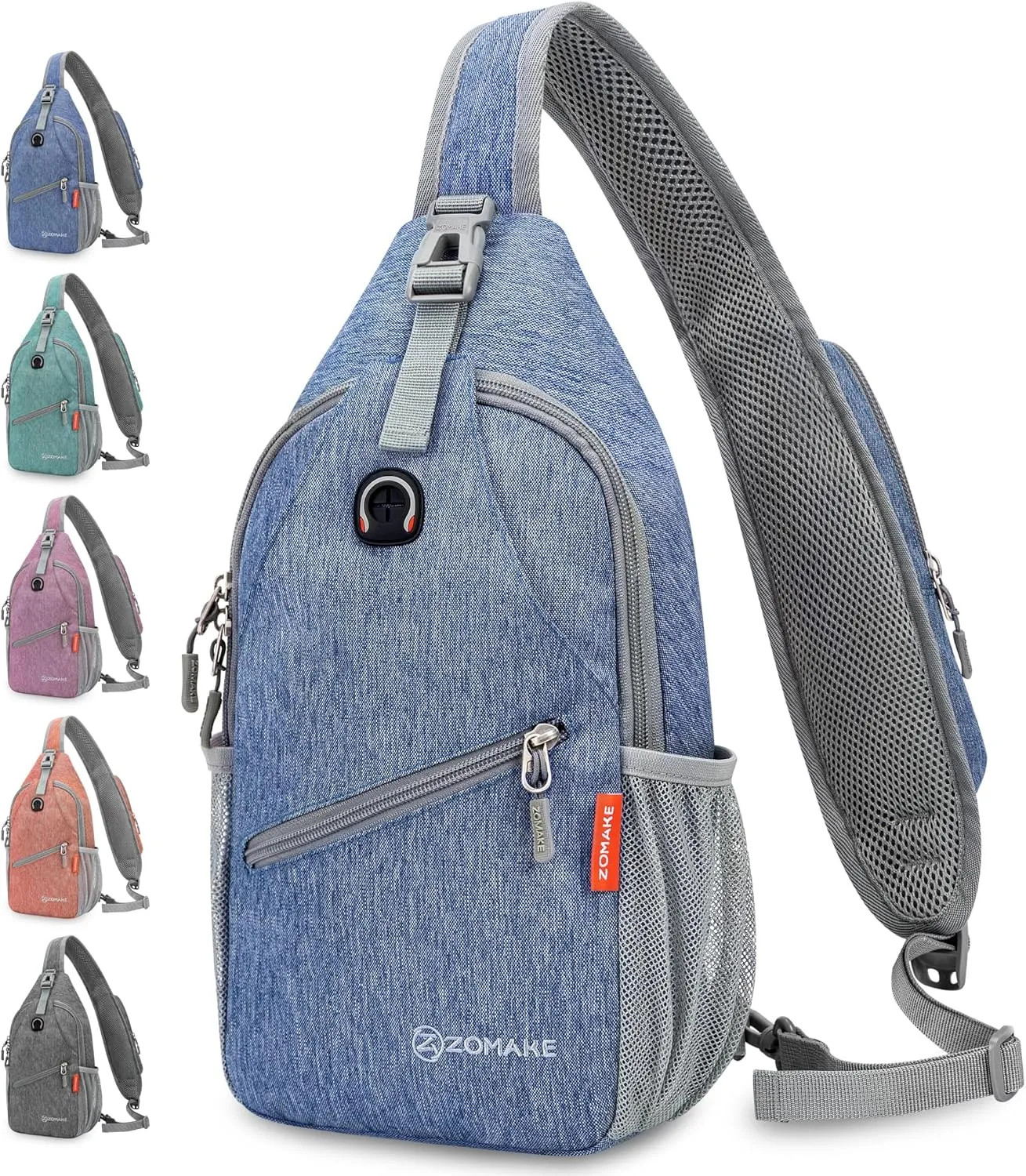 ZOMAKE Small Sling Bag, Travel Sling Backpack, Waterproof Hiking Cycling Crossbody pack for Men Women(Navy Blue)