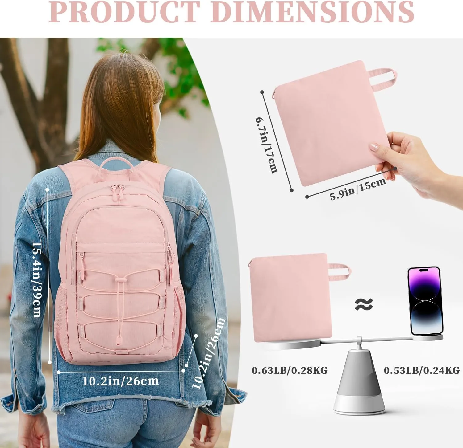 ZOMFELT Hiking Backpack for Women Men, 15L Packable Small Travel Backpack for Trip, Water Resistant Lightweight Backpacks