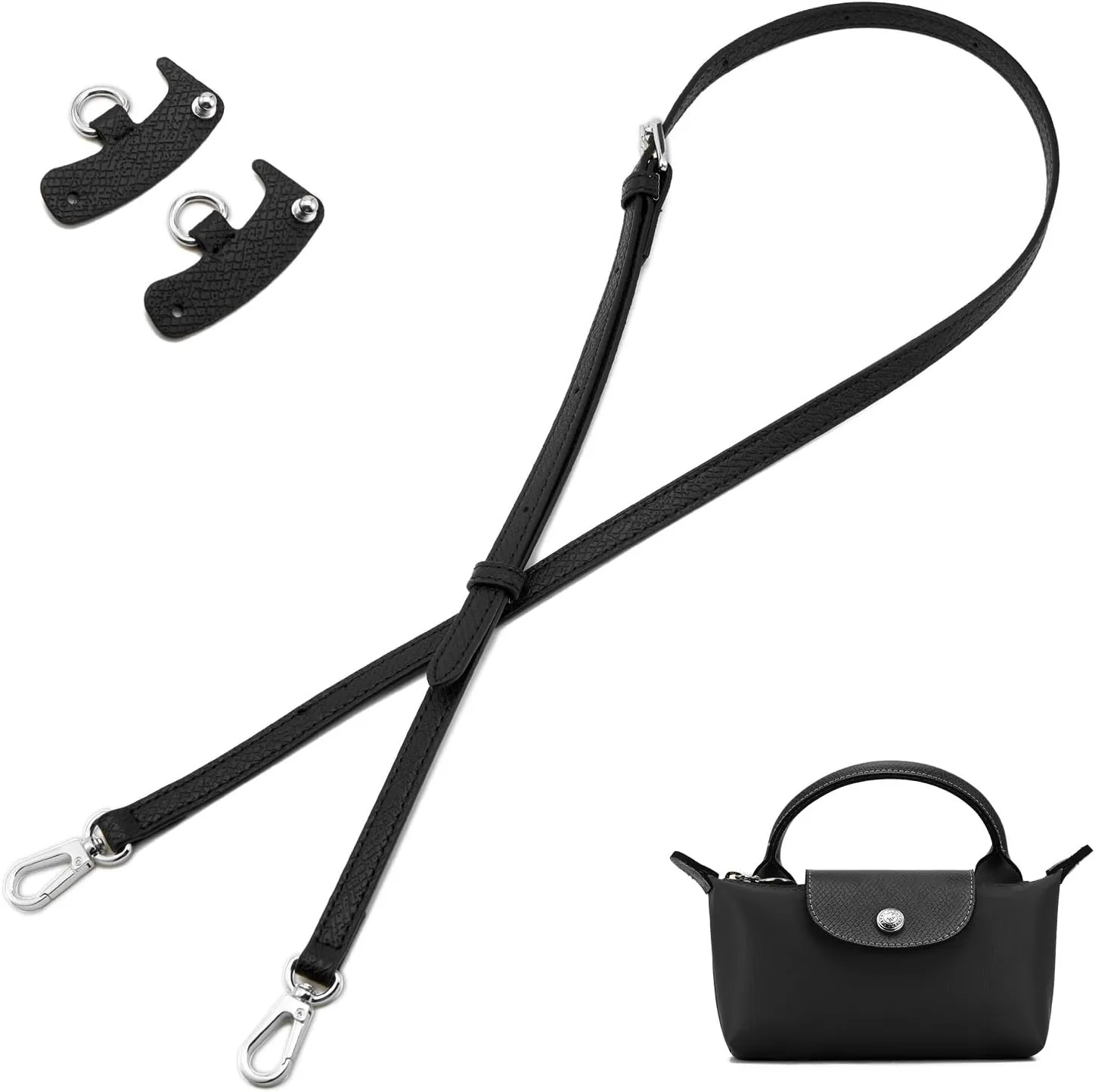 ZOOEASS Leather Purse Strap Replacement Bag Straps for Longchamp Handbags Women Leather Crossbody Shoulder Strap Adjustable