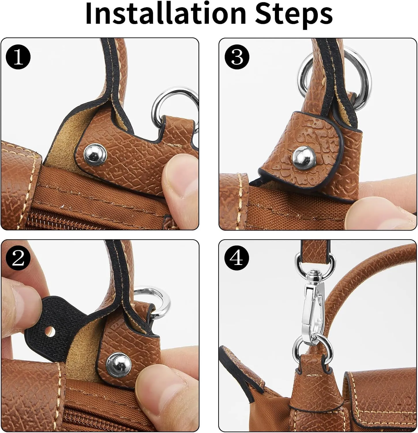 ZOOEASS Leather Purse Strap Replacement Bag Straps for Longchamp Handbags Women Leather Crossbody Shoulder Strap Adjustable