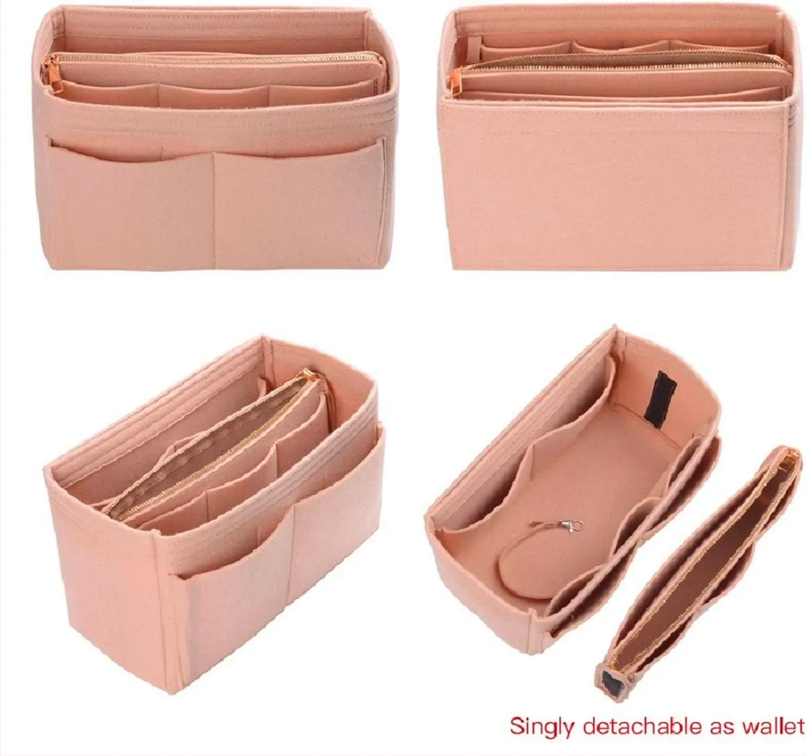 ZTUJO Purse Organizer Insert, Felt Bag Organizer with Metal Zipper, Handbag & Tote Shaper, For Speedy Neverfull Tote, 7 Sizes
