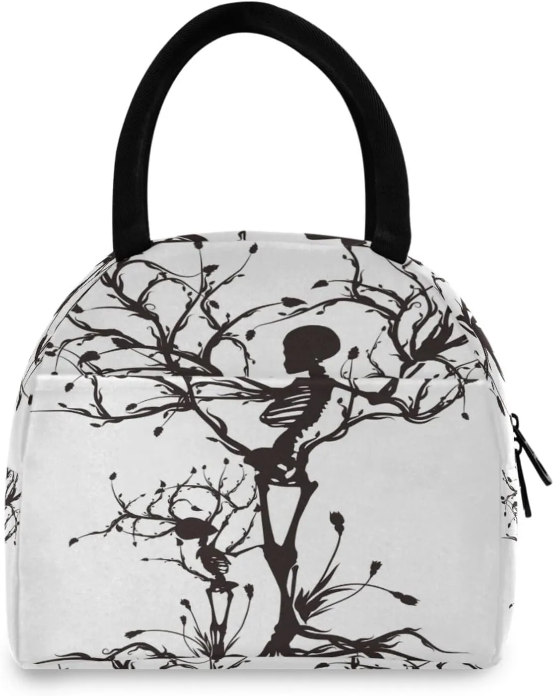 ZZKKO Red Poppies Lunch Bag Box Tote Organizer Lunch Container Insulated Zipper Meal Prep Cooler Handbag For Women Men Home School Office Outdoor Use (Sugar Skull)